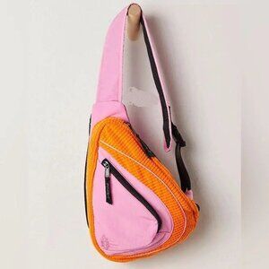 Free People FP Movement Cold Shoulder Sling Bag Casual Athleisure Gorpcore Pink